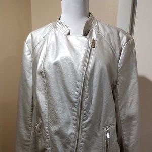Women's Kenneth Cole Faux Leather Gold Jacket, XL